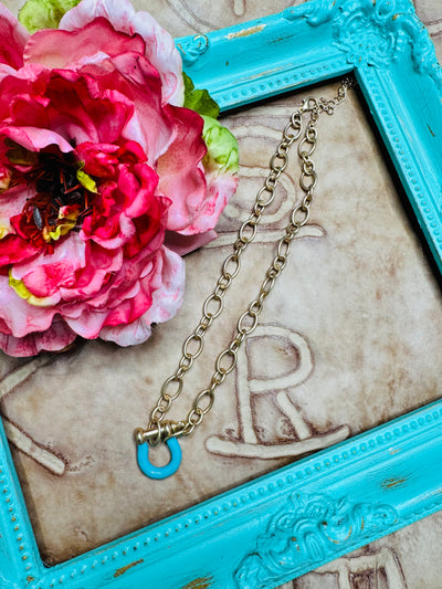 Blue Horseshoe Necklace