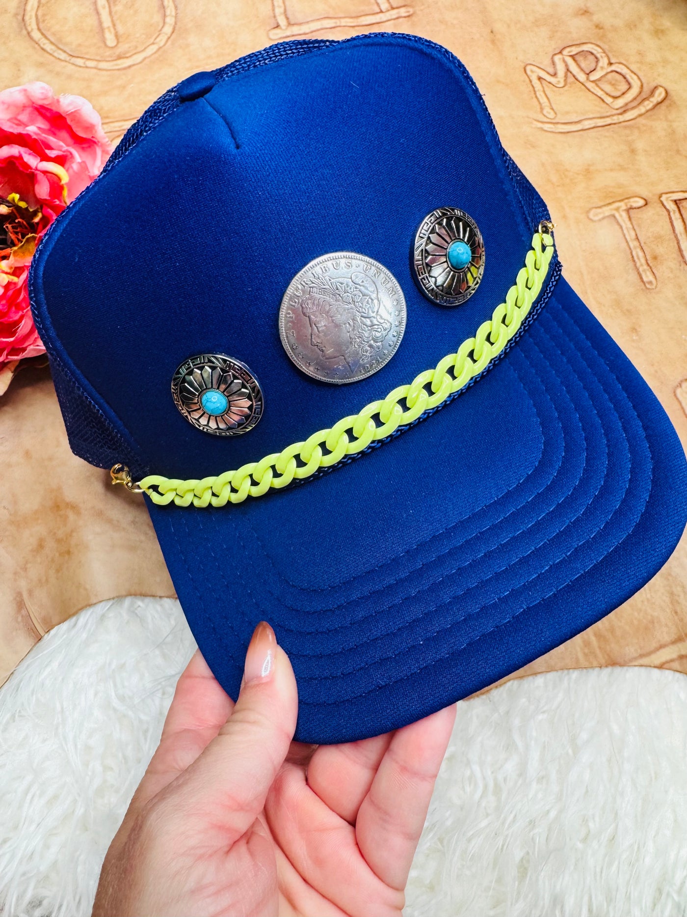 3D Purple Concho Trucker Hat