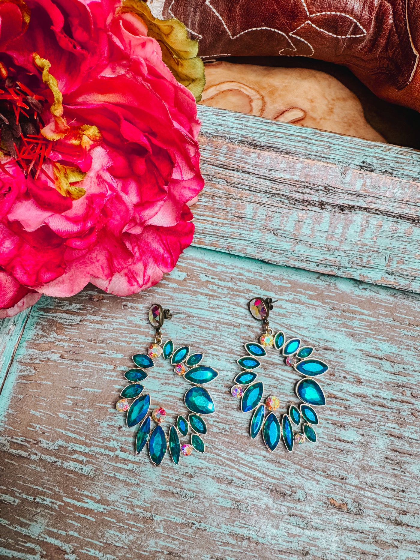 Blue Rhinestone Crystal Earrings