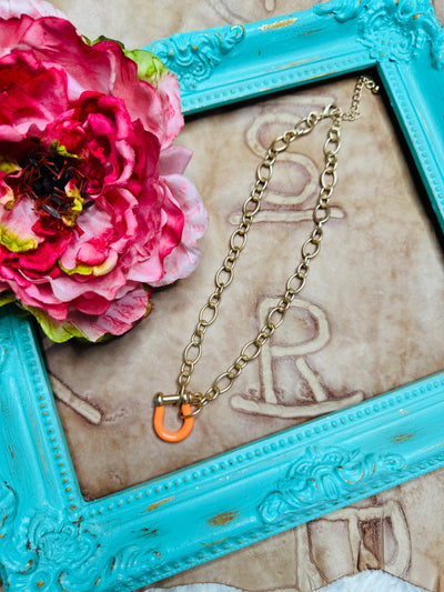 Orange Horseshoe Necklace