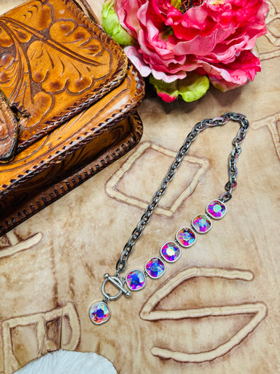 AB Silver Rhinestone Necklace