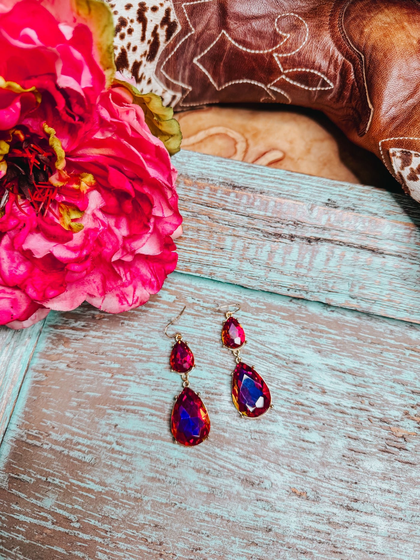 Purple Rainbow Teardrop Earrings