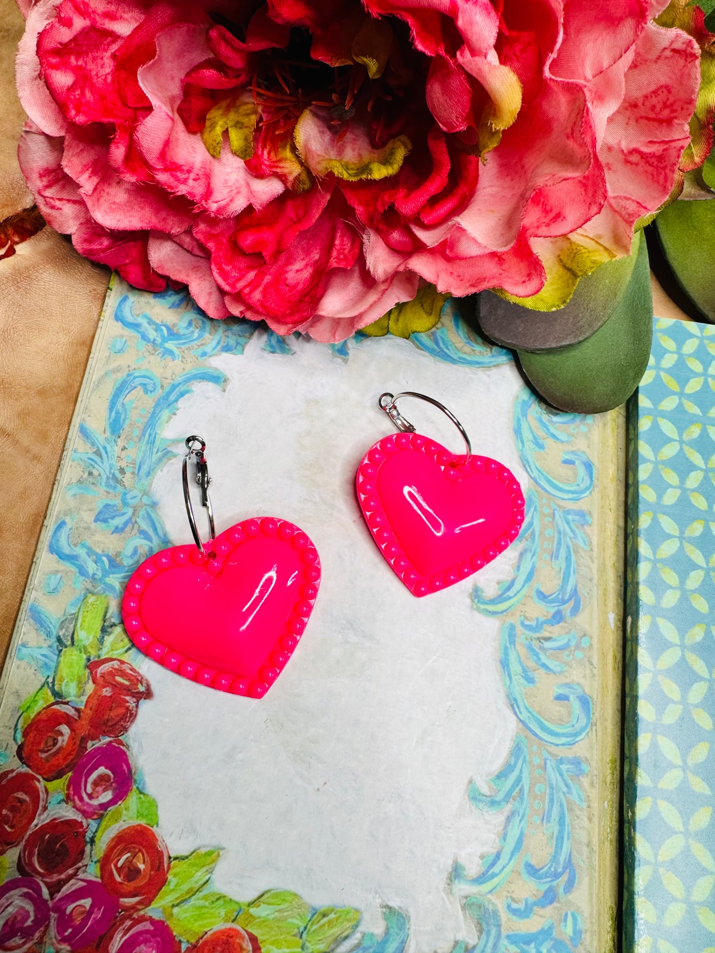 Pink Heart Earrings