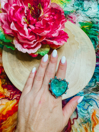 Aqua & Turquoise Heart Ring