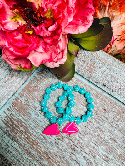 Turquoise Dice Heart Bracelet