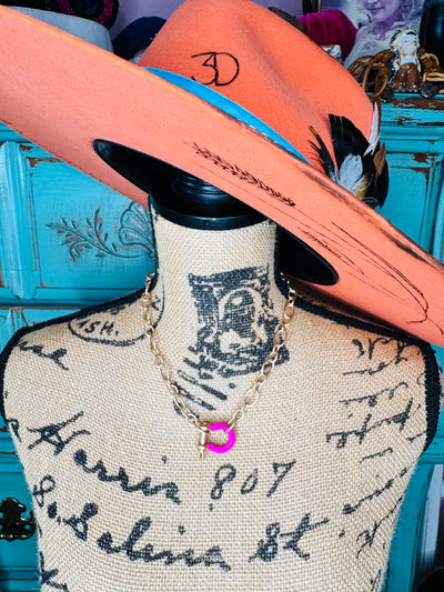 Pink Horseshoe Necklace