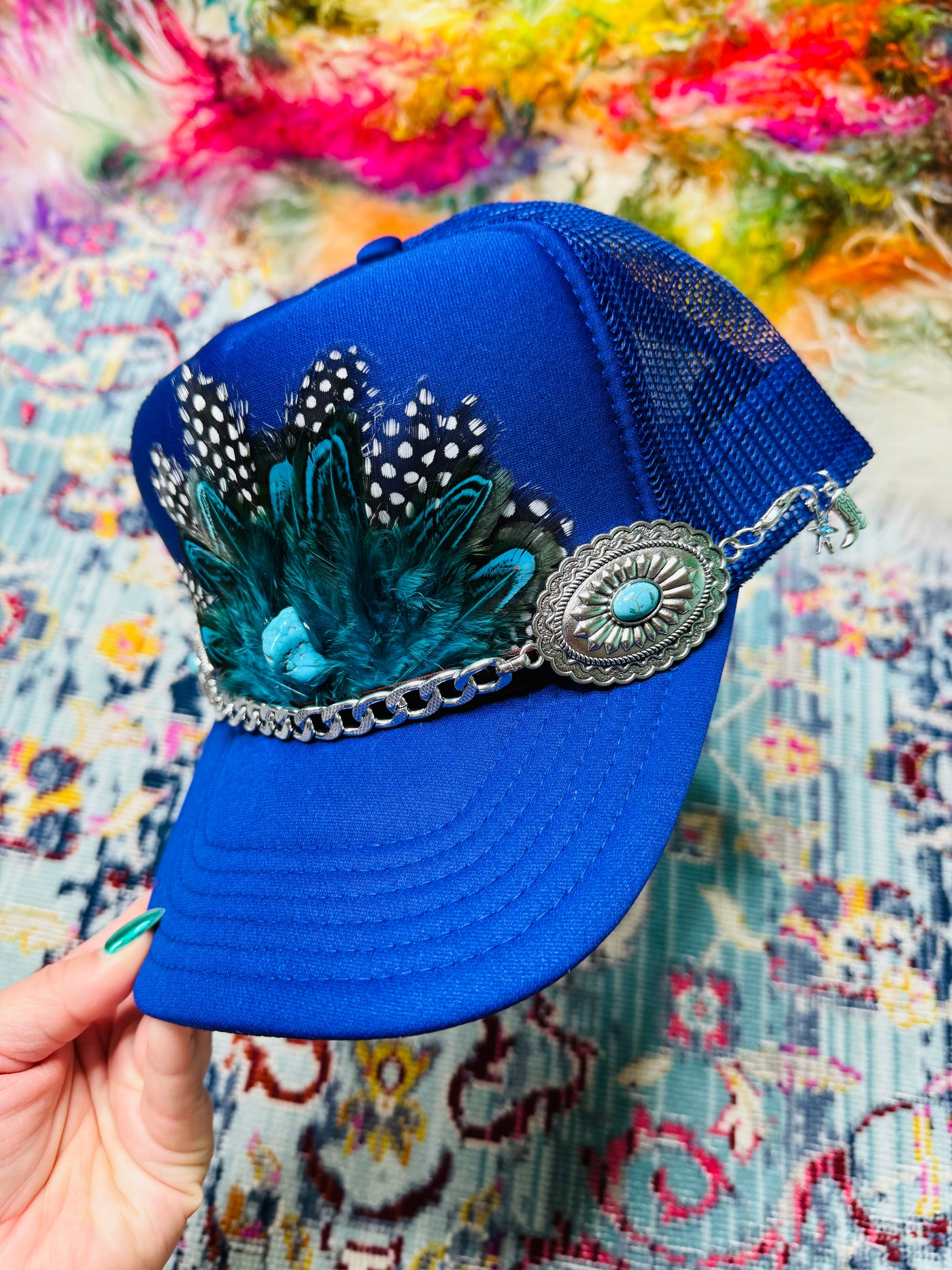 3D Purple Feathered Trucker Hat