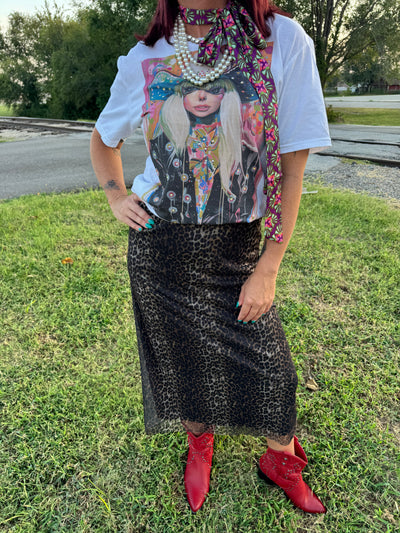 Leopard Mesh Skirt