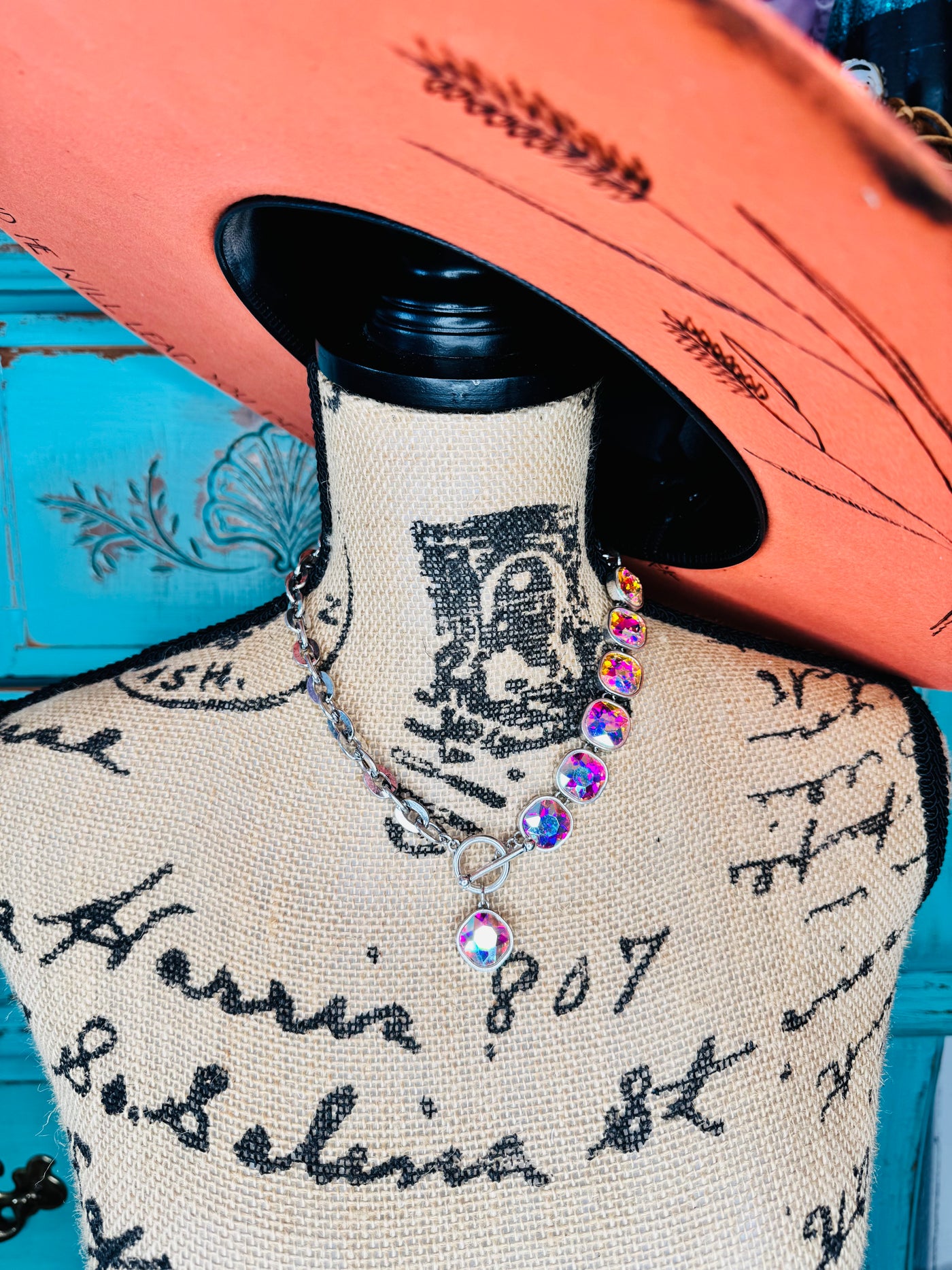 AB Silver Rhinestone Necklace