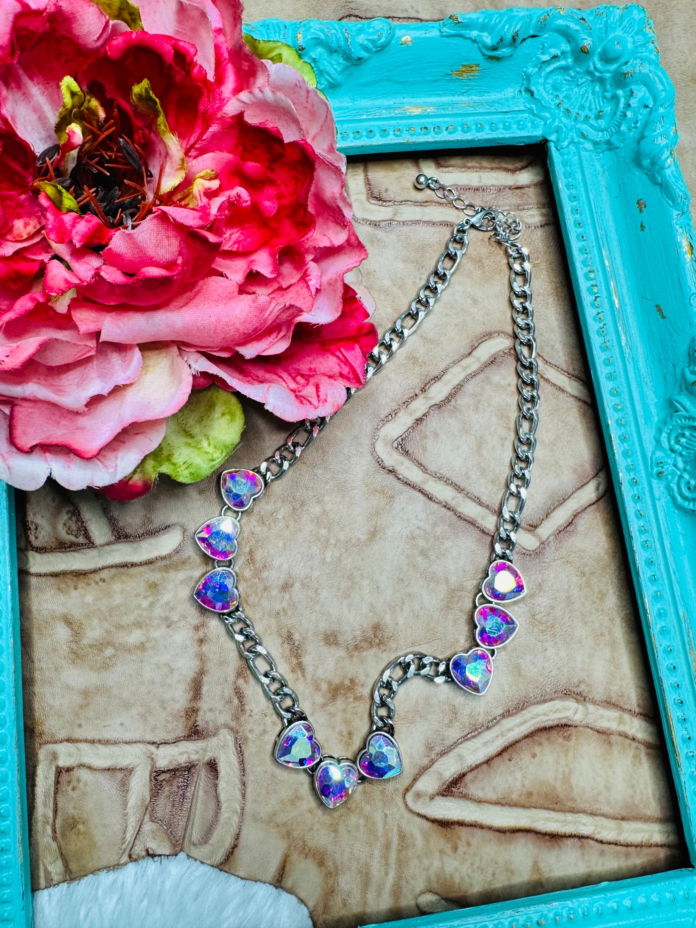 Silver AB Heart Necklace