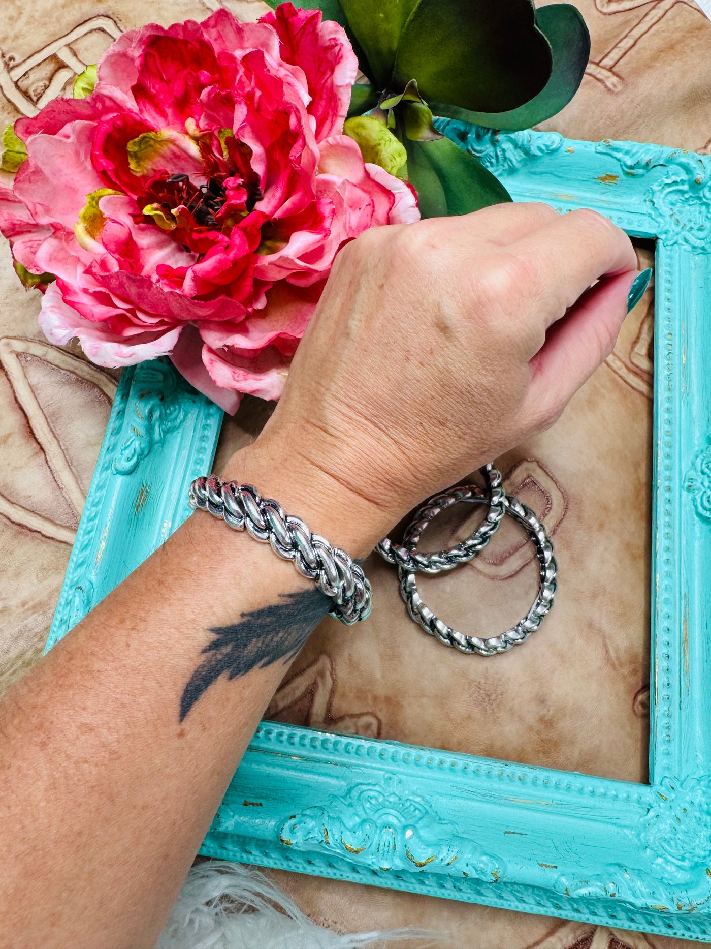 Medium Silver Braided Bracelet