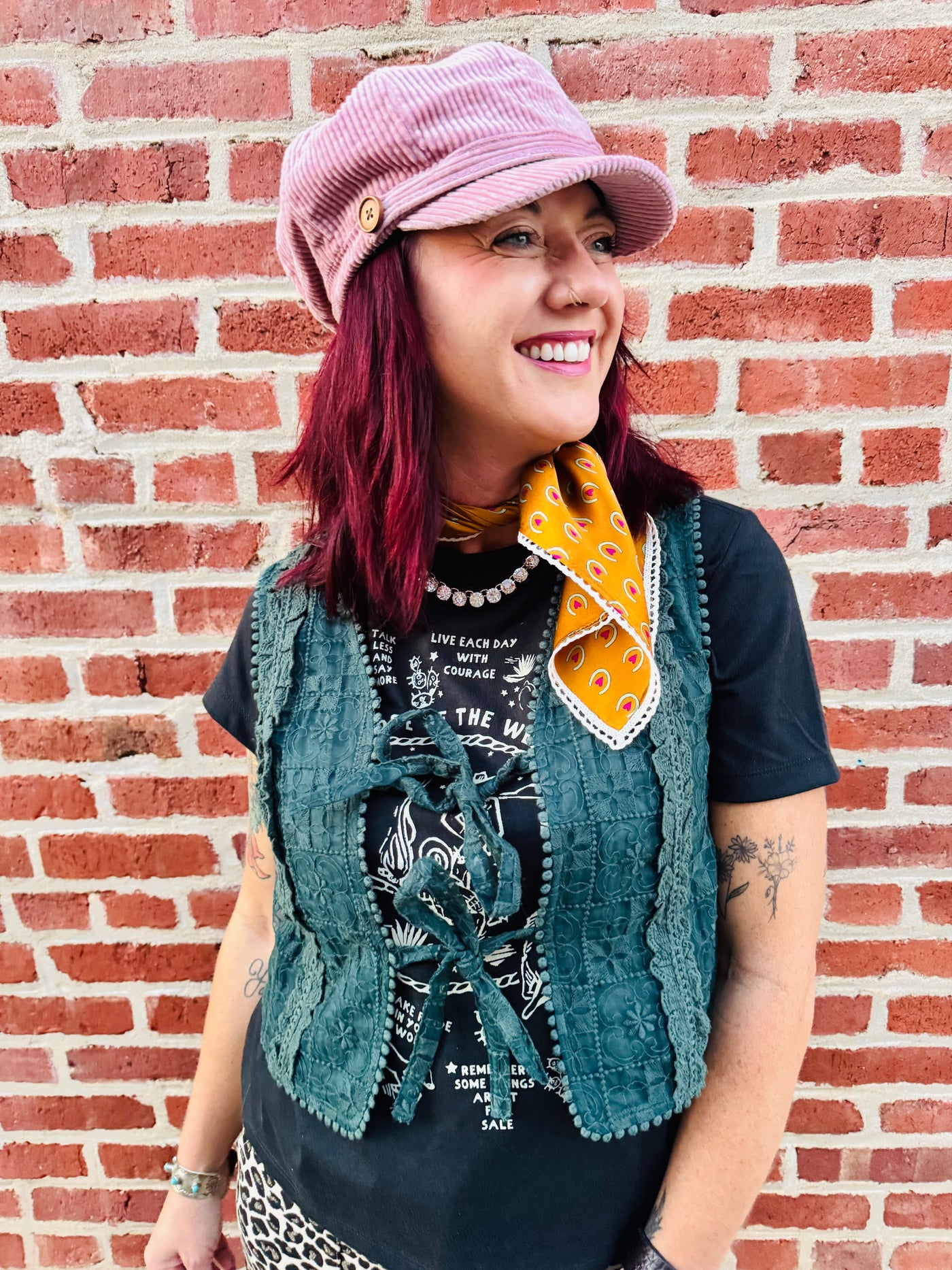 Embroidered Lace Tie Vest