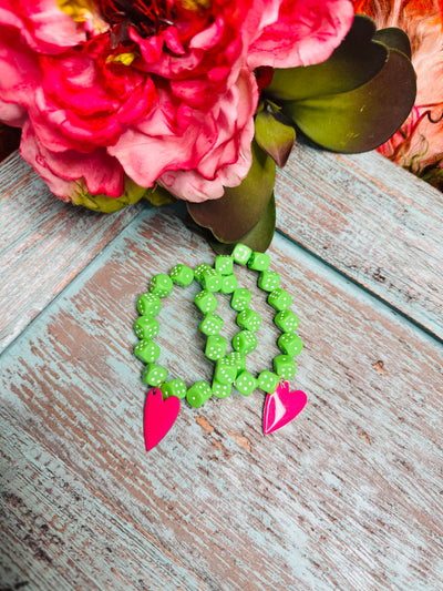 Green Dice Heart Bracelet