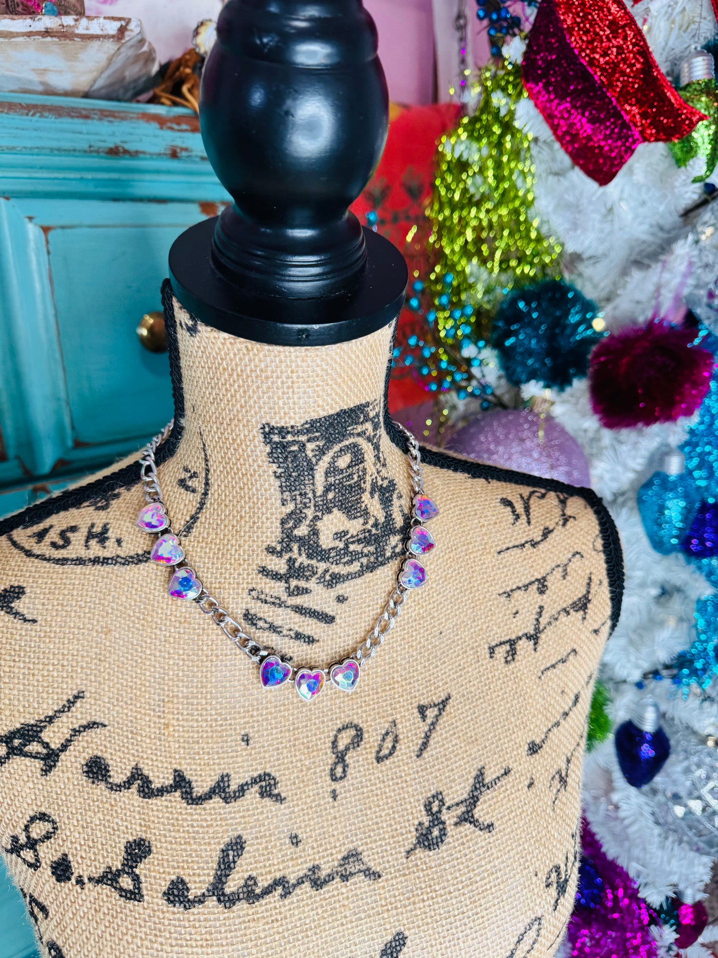 Silver AB Heart Necklace