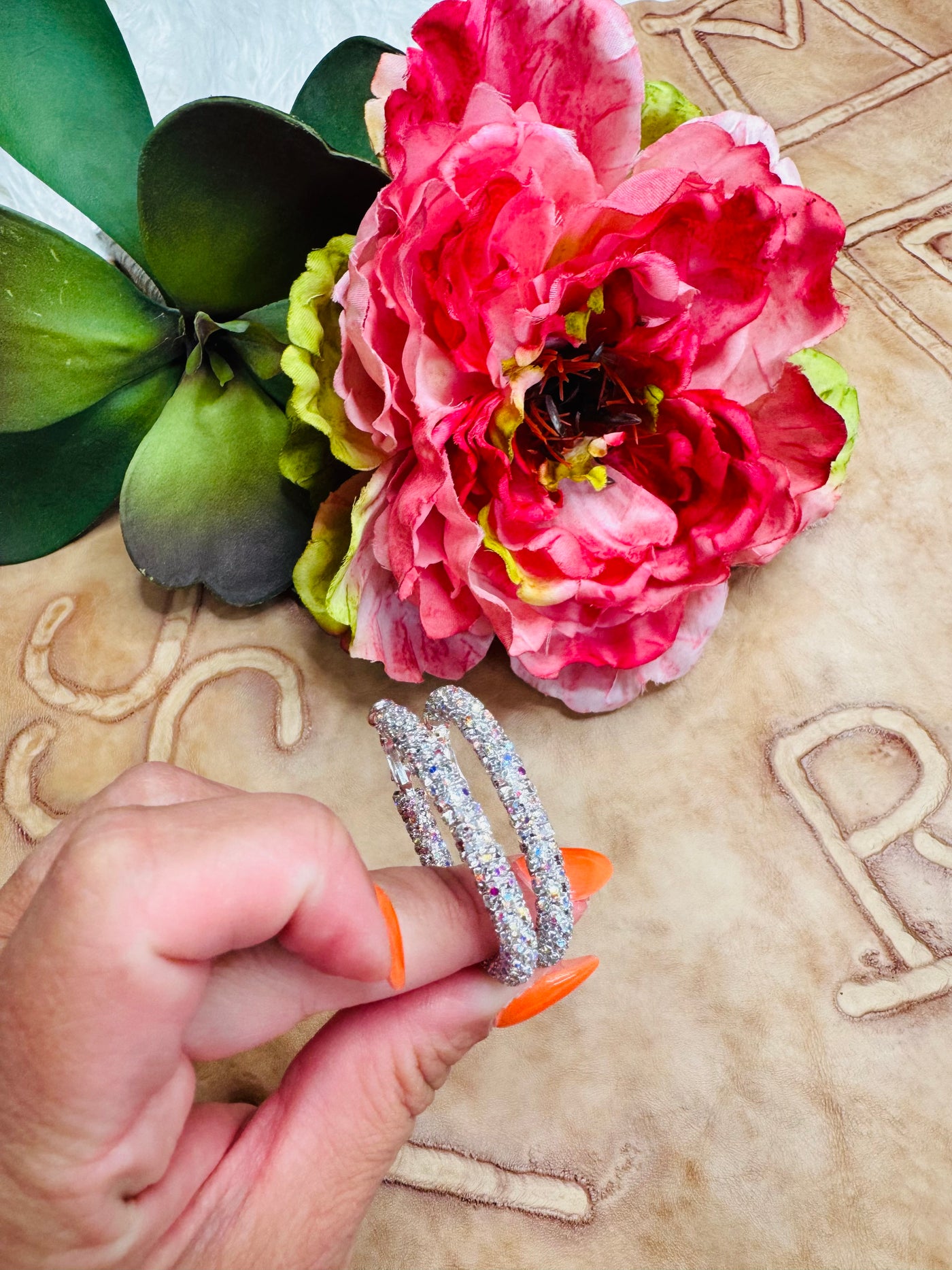 Small Silver Crystal Hoops