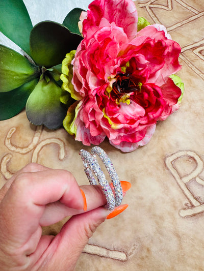Small Silver Crystal Hoops