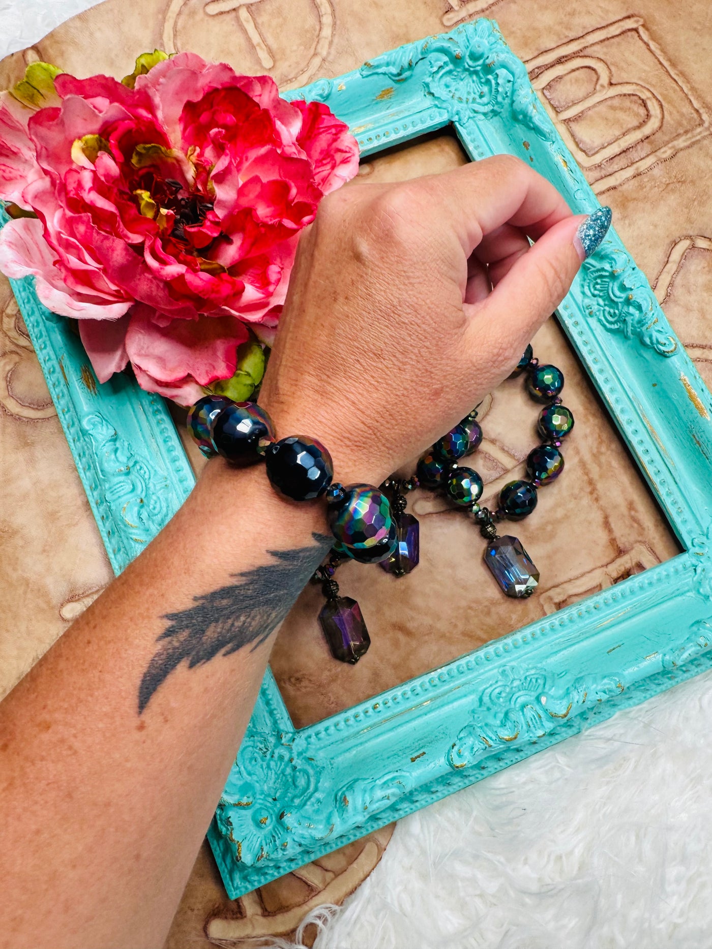 Rainbow Crystal Bracelet with Charm