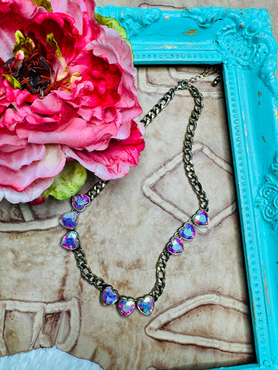 Gold AB Heart Necklace