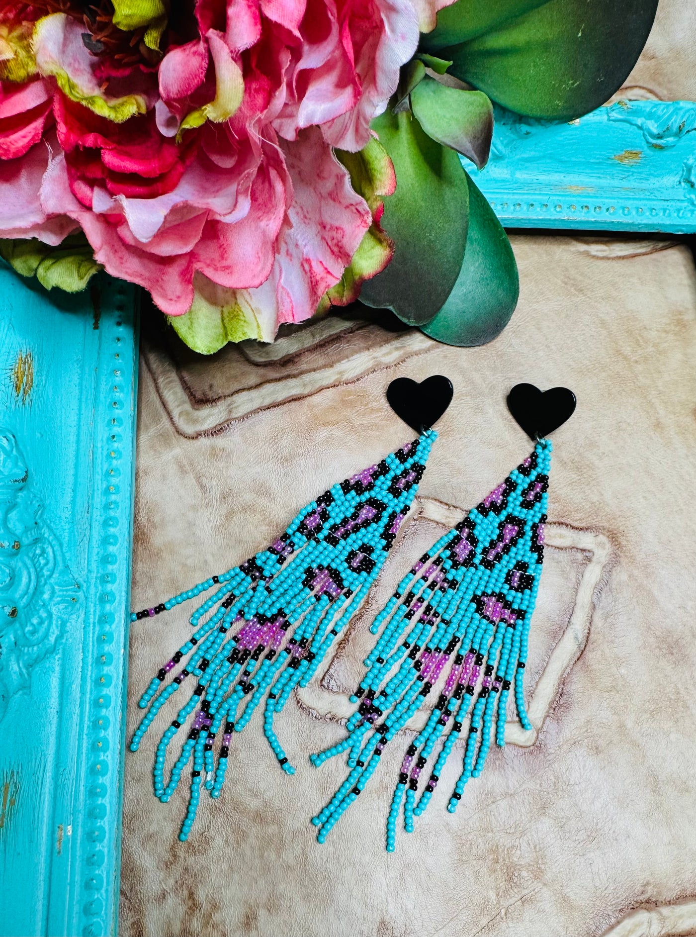 Turquoise Leopard Earrings