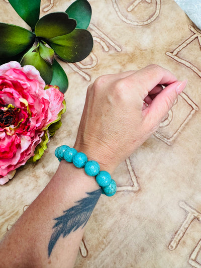 Turquoise Beaded Bracelet with Charm