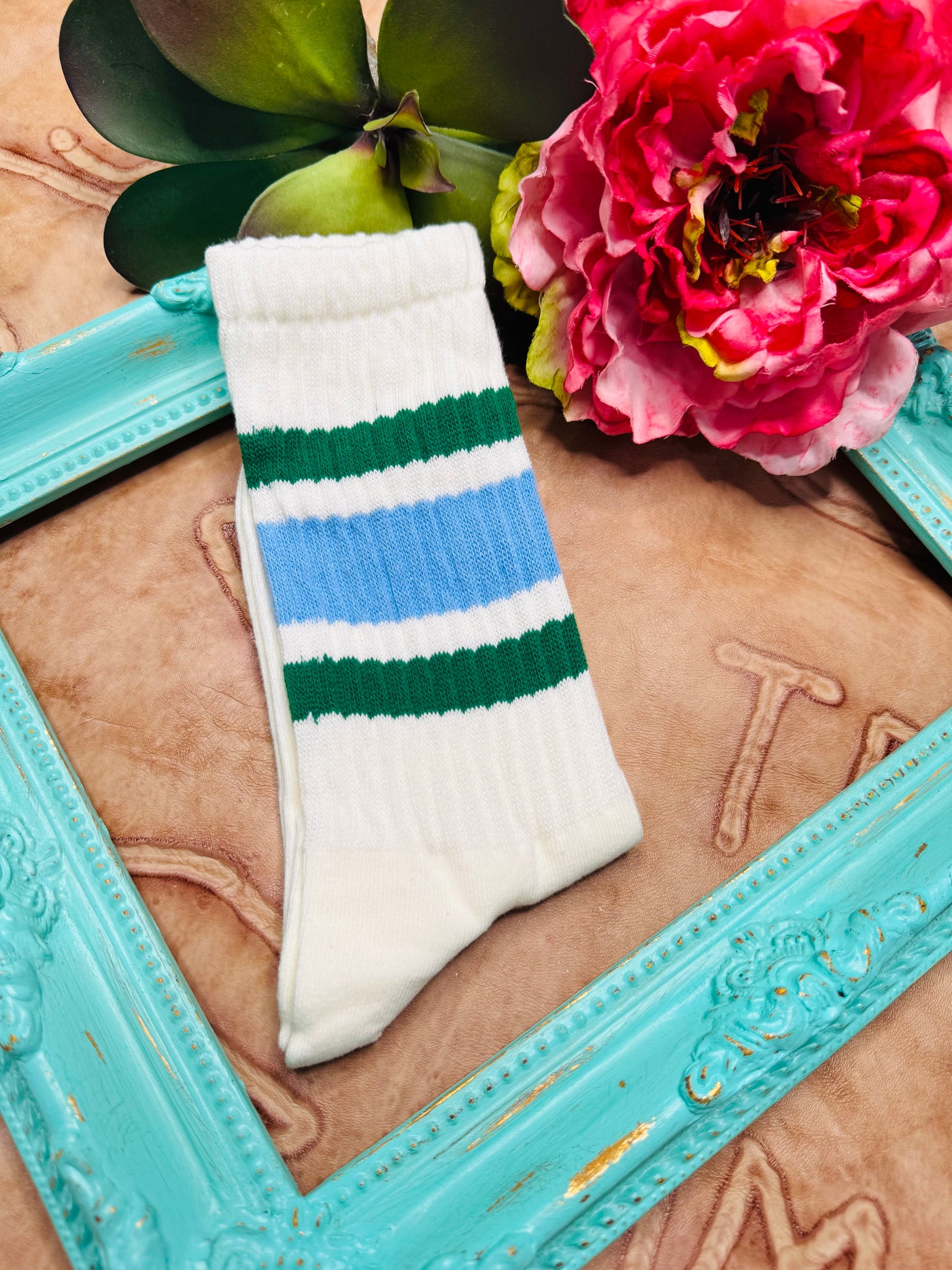 Varsity Striped Ribbed Crew Socks