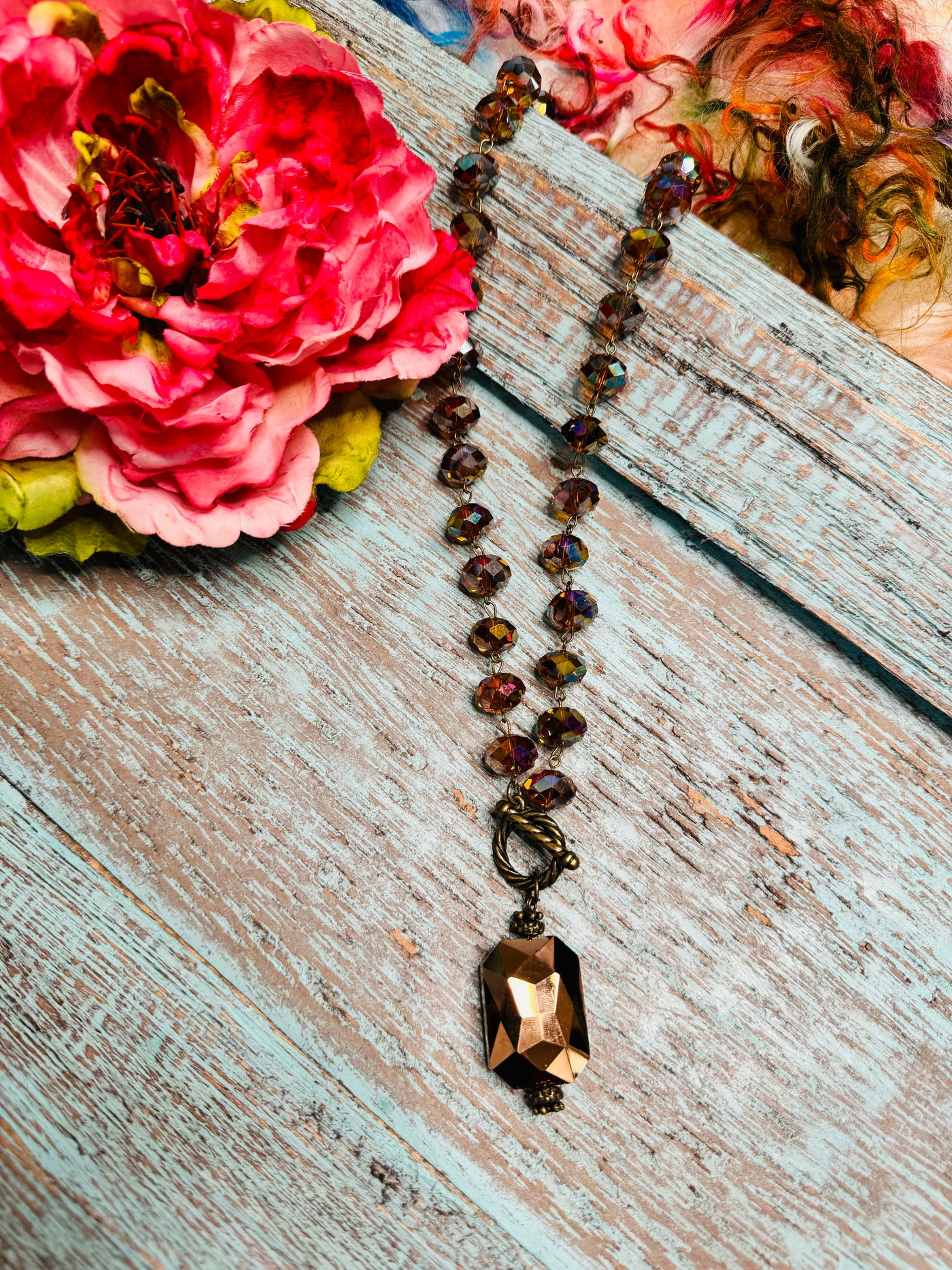 Dark Amber Crystal Necklace