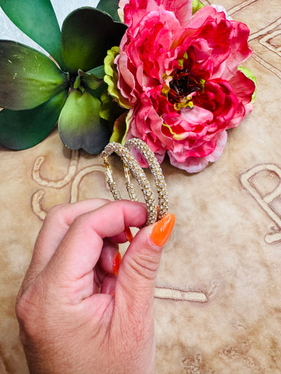 Large Gold Crystal Hoops