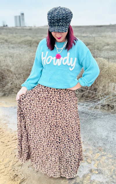 Leopard Pleated Skirt