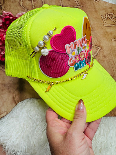 3D Have a Good Day Neon Yellow Trucker Hat