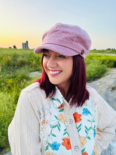 Mauve Corduroy Cabbie Hat