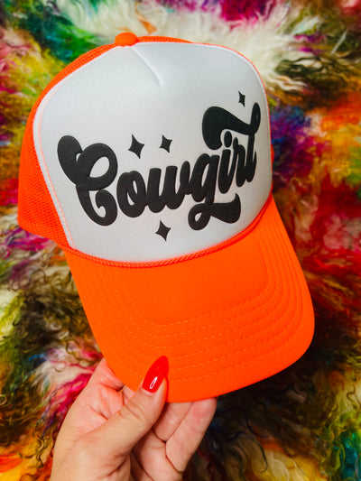 Orange & White Cowgirl Hat