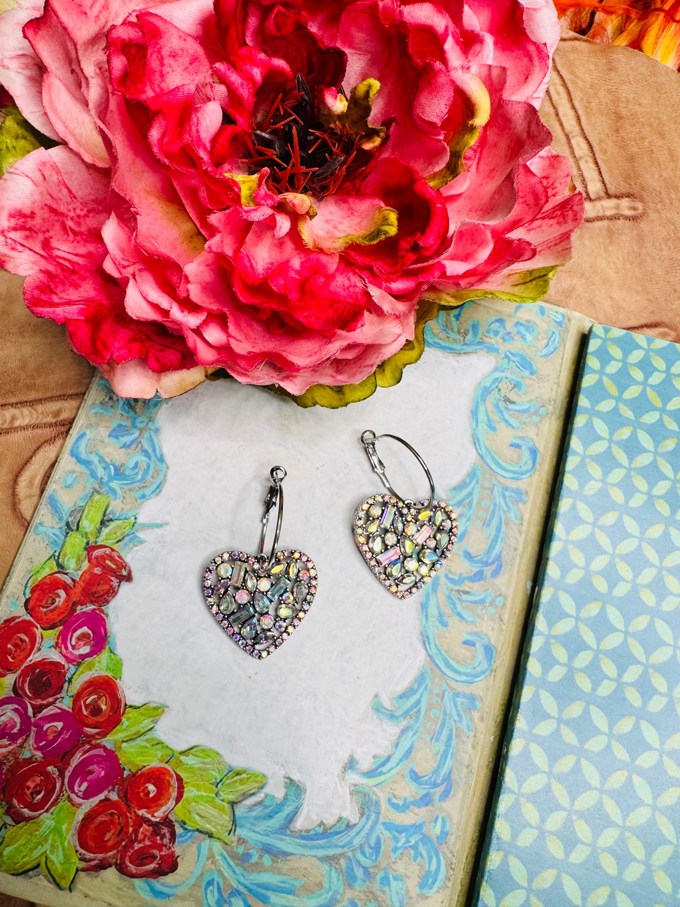 Rhinestone Heart Earrings