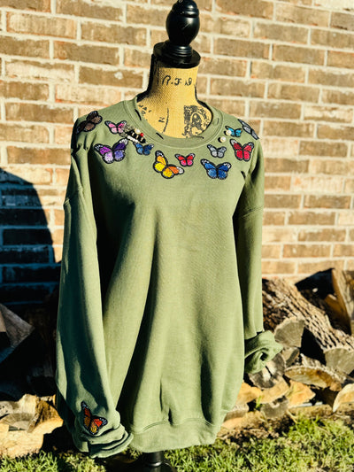 3D Butterfly Crew Neck