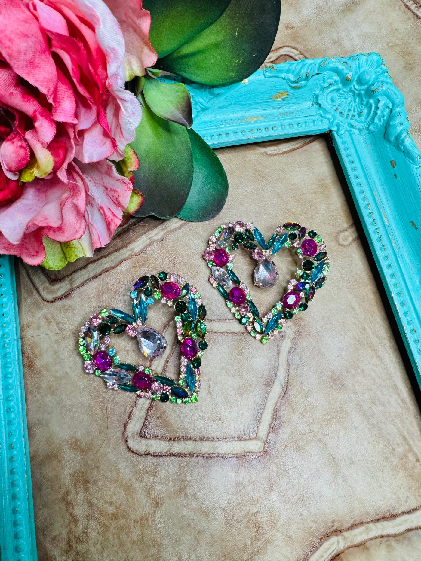 Rhinestone Heart Earrings