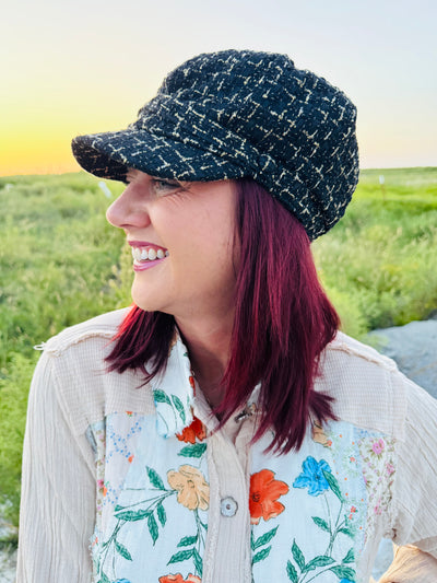 Glittery Tweed Cabbie Hat