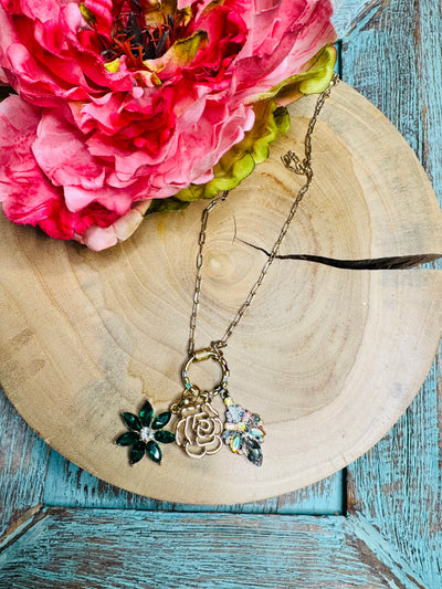 3D Rose Charm Necklace