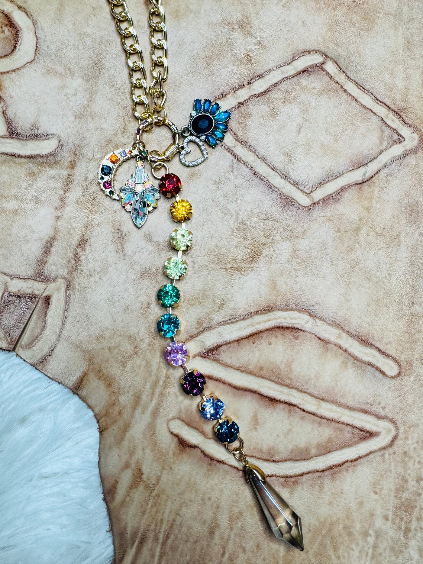 3D Blue Love Rhinestone Necklace