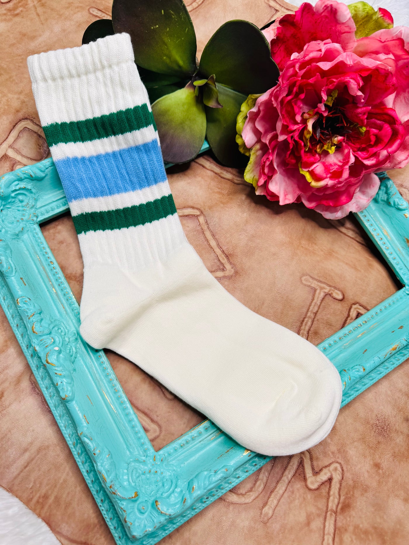 Varsity Striped Ribbed Crew Socks