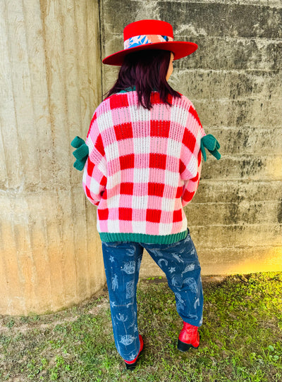 Red Checked Cardigan