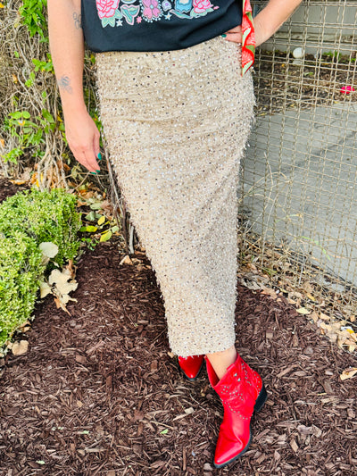 Woven Sequin Skirt