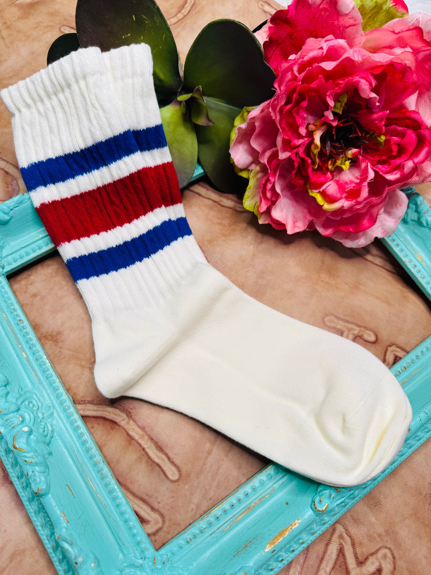 Varsity Striped Ribbed Crew Socks
