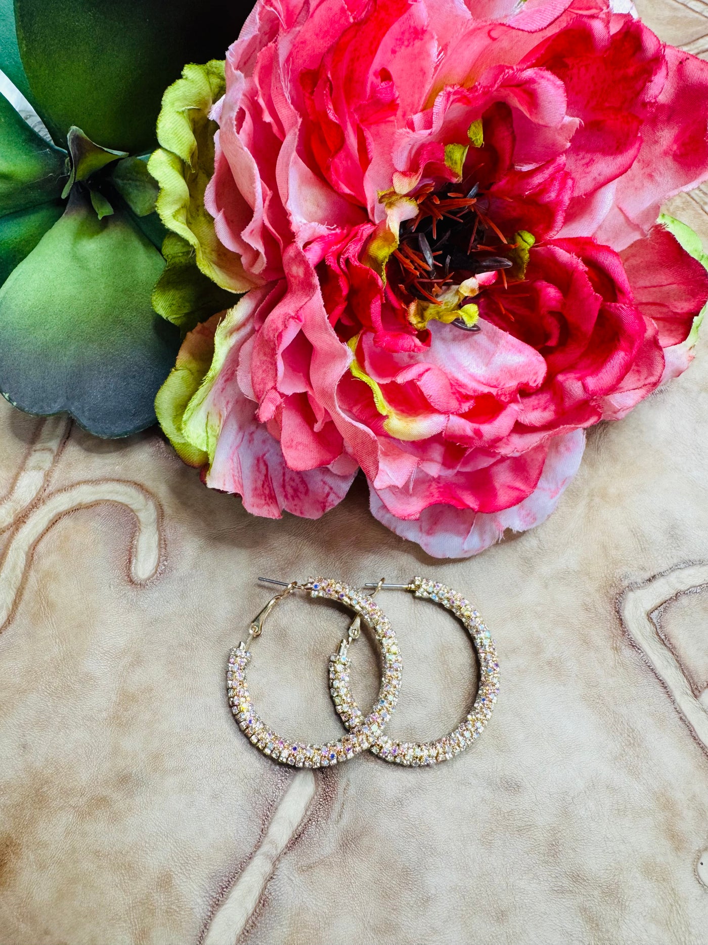 Small Gold Crystal Hoops