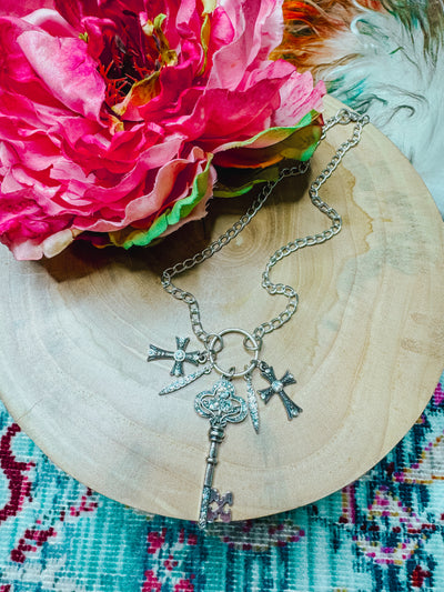 3D Silver Cross Charm Necklace