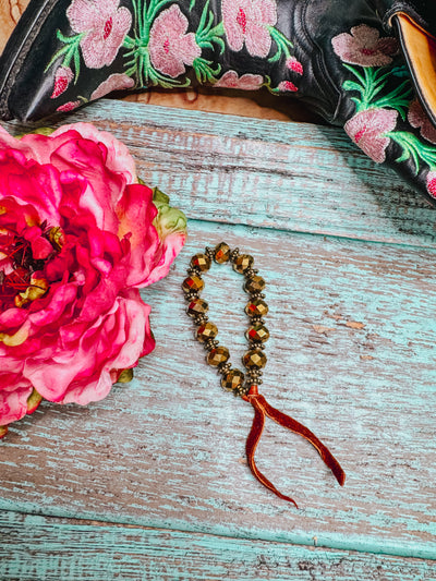 Gold Crystal Bracelet with Leather