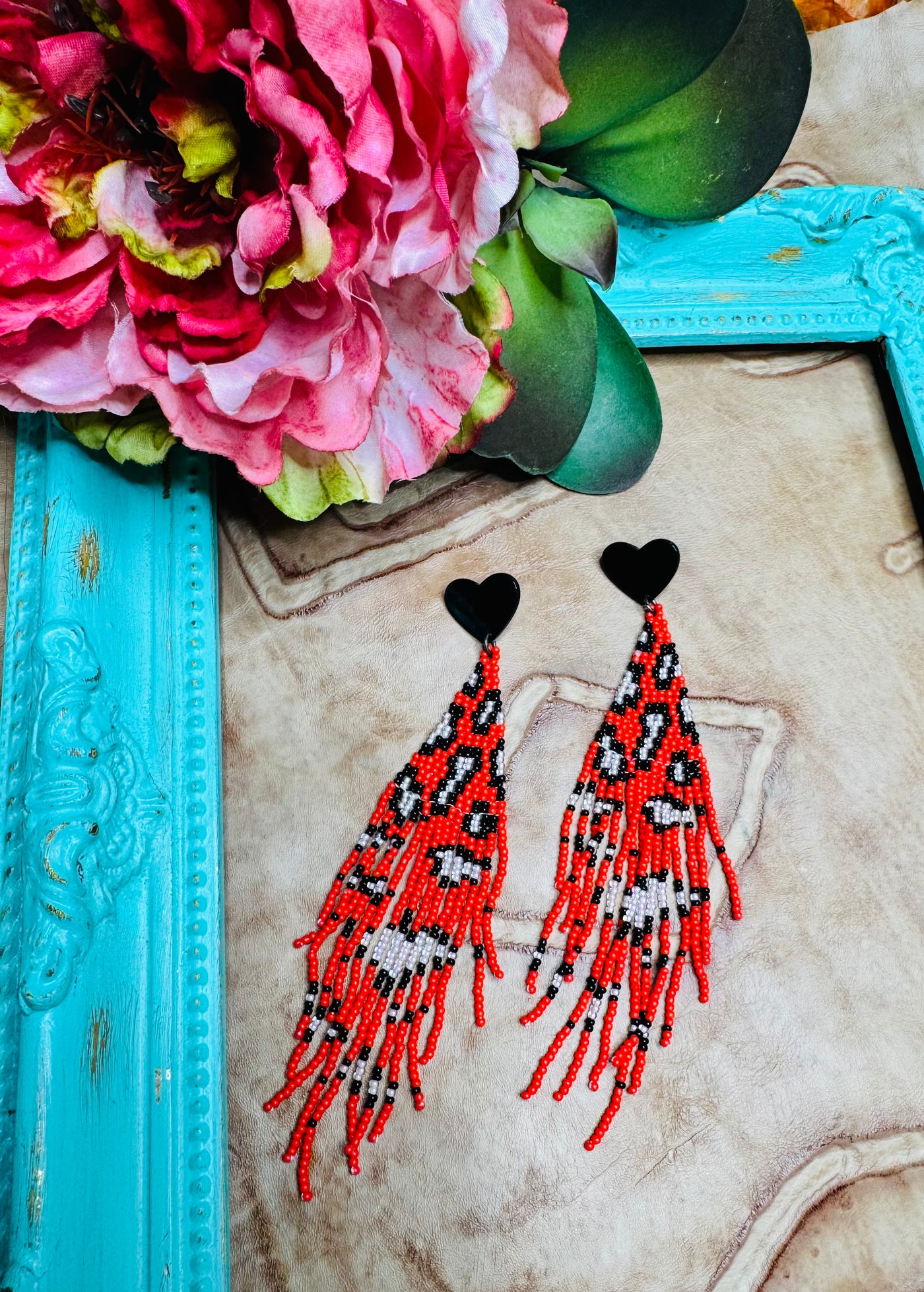 Red Leopard Earrings