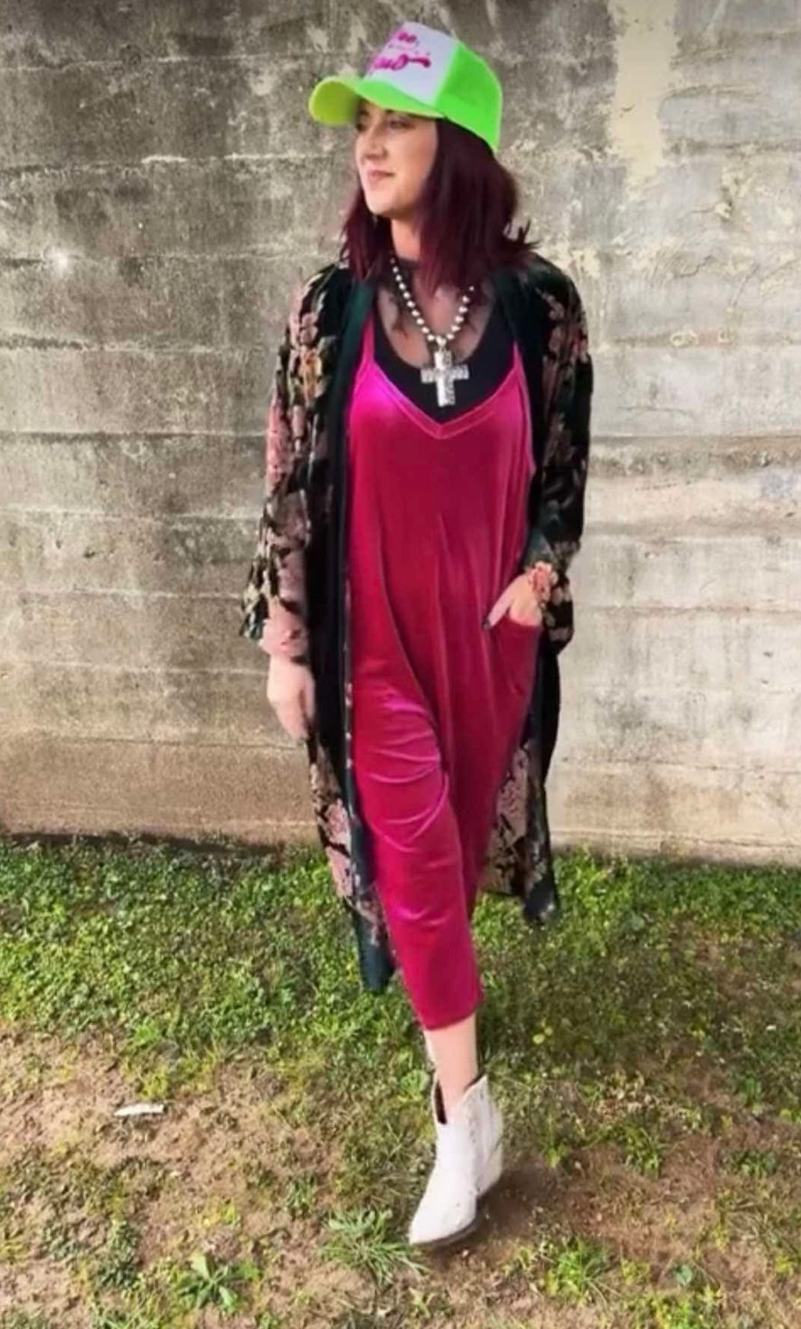 Pink Velvet Jumpsuit