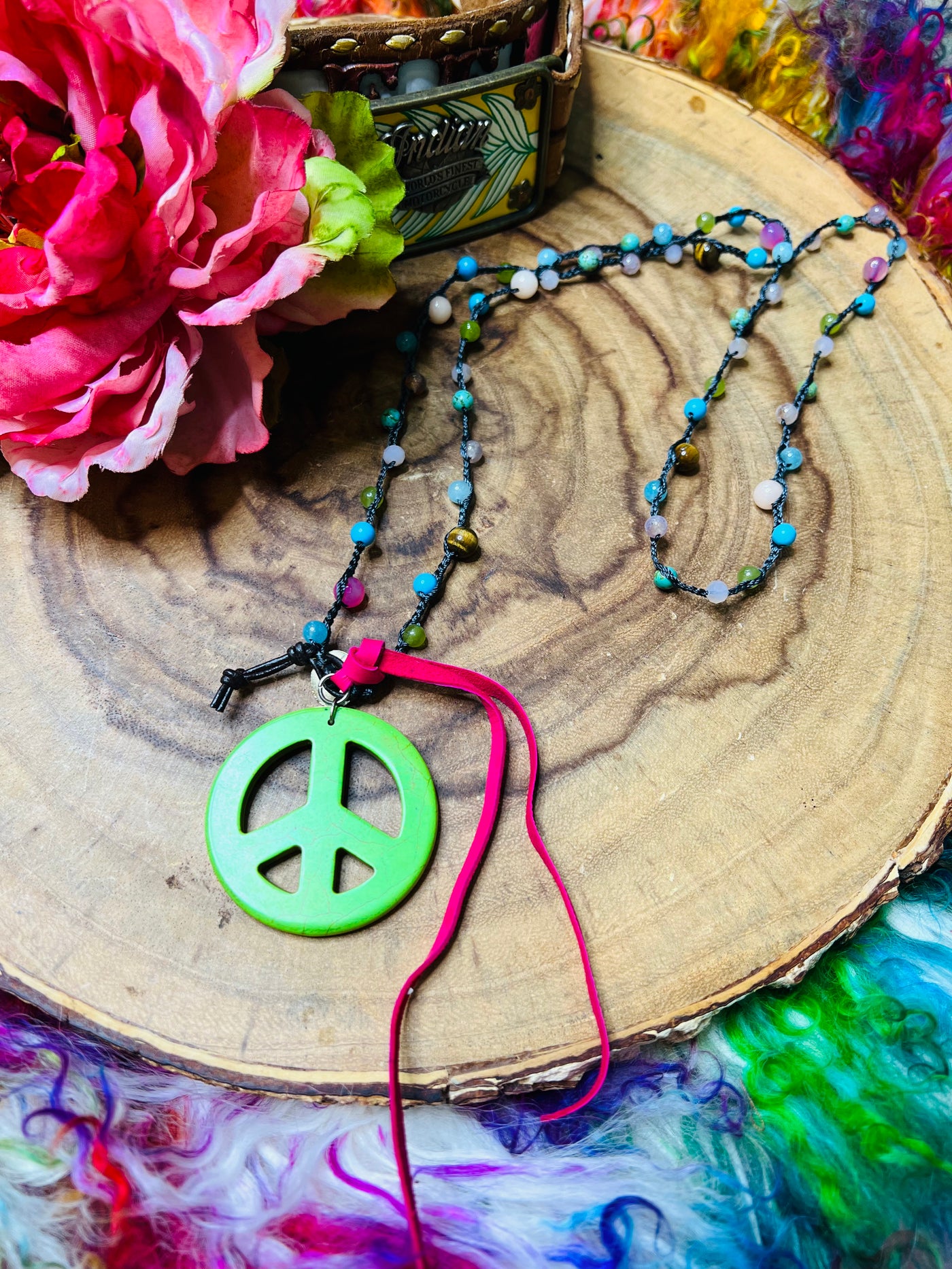 Green Peace Beaded Necklace