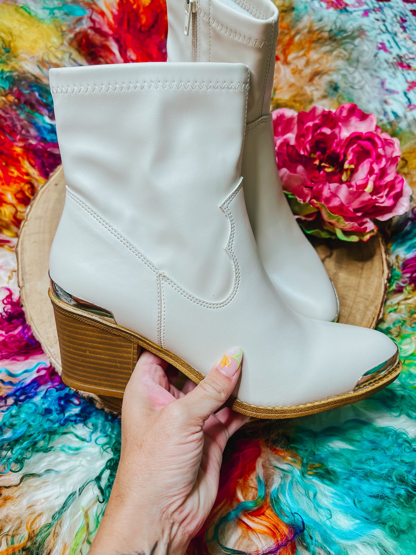 White Boot with Silver Accents