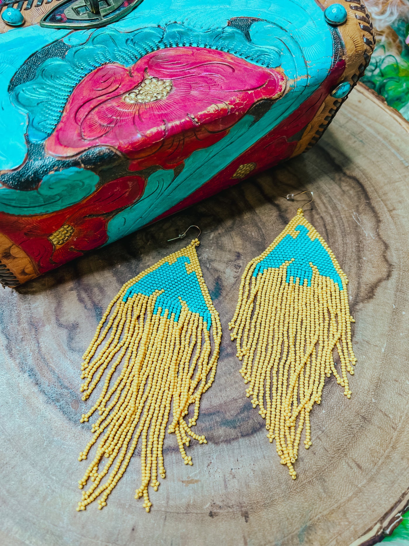 Yellow & Turquoise Thunderbird Earrings