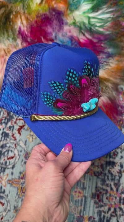 3D Royal Feathered Trucker Hat